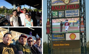 Taking in the excitement at the River Cats baseball game. Glumac Base Campers recognized at the game!