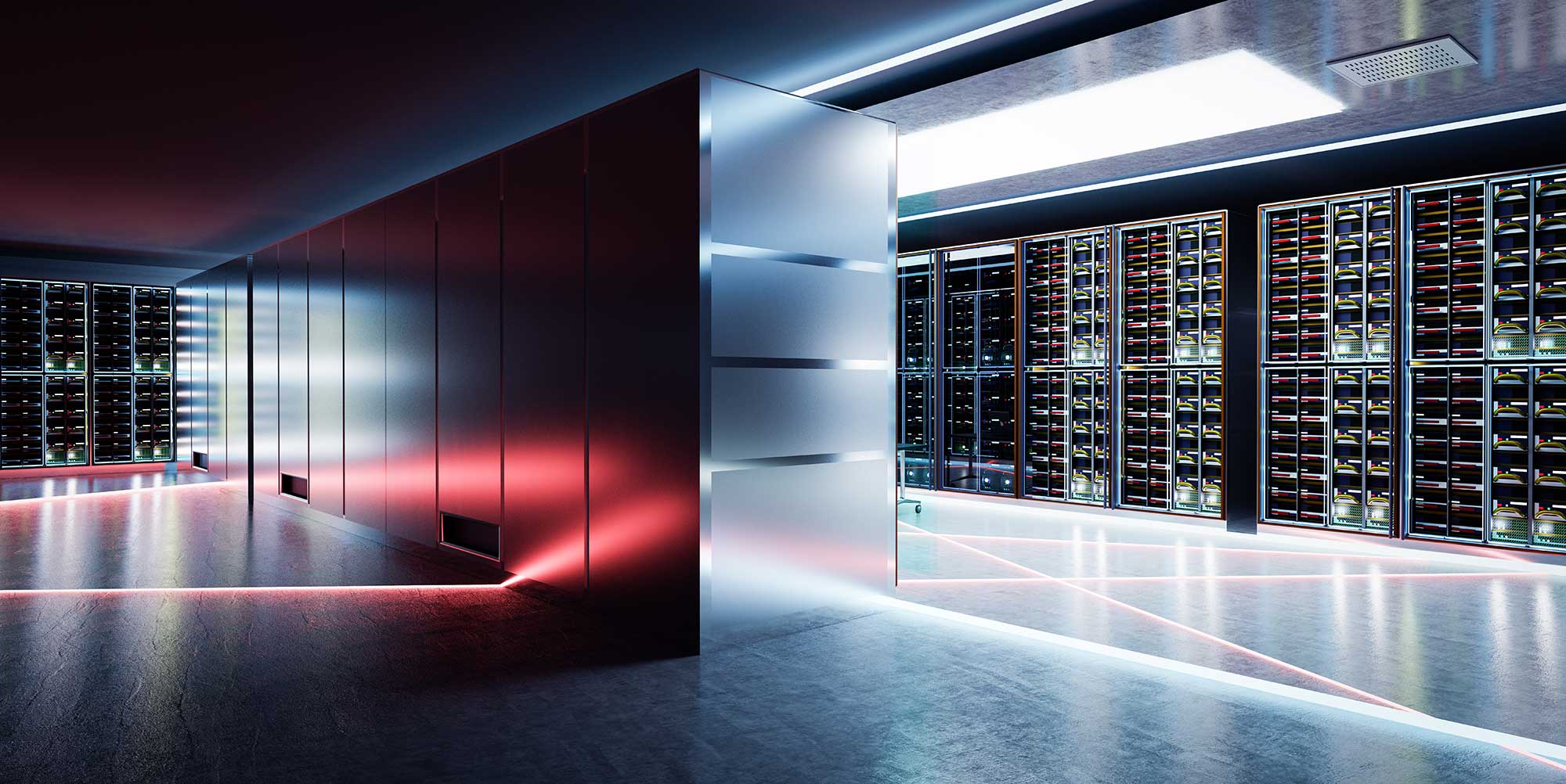 3D rendering of a data center